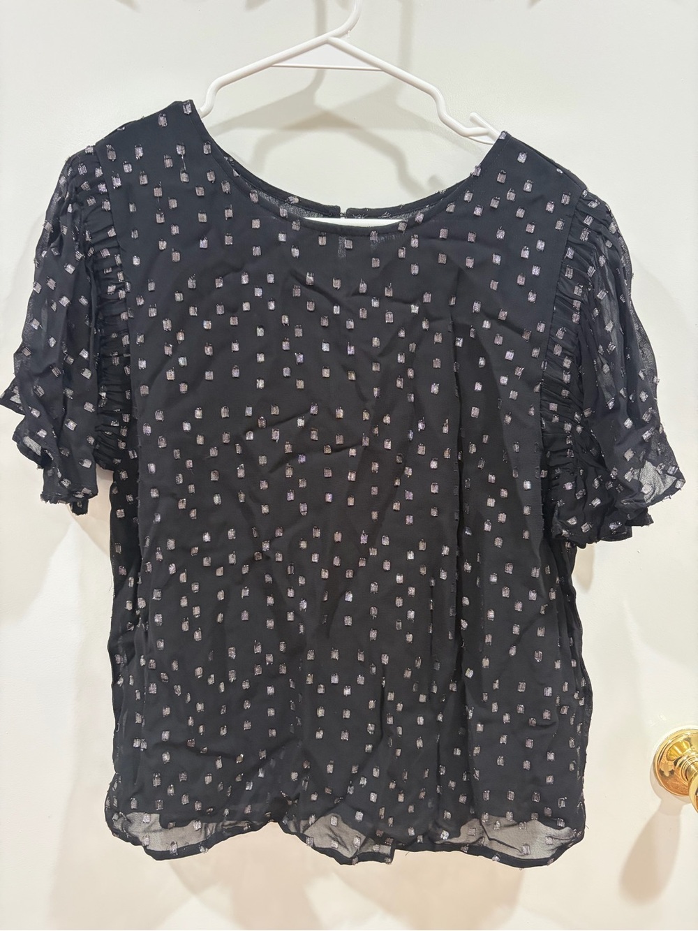BB Dakota Black Blouse with Silver Dot Print